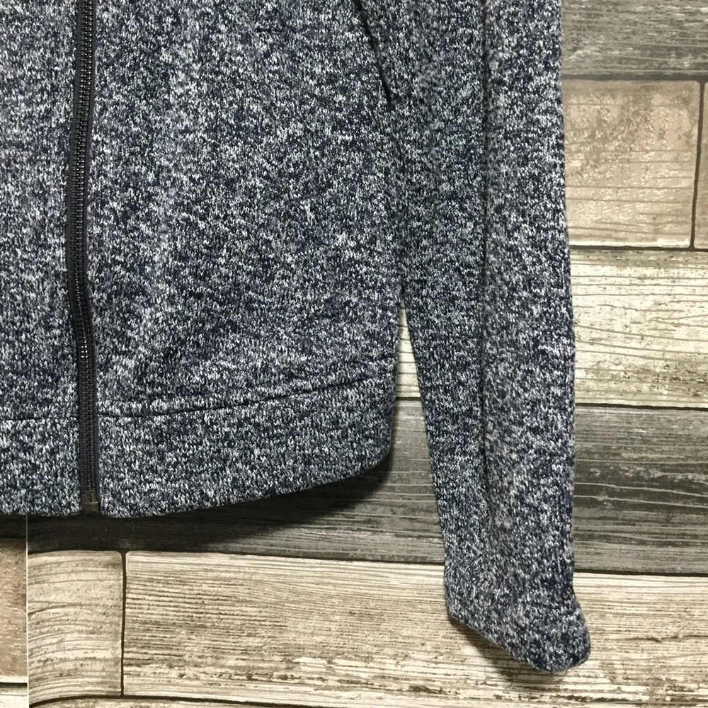 Banana Republic Fleece Jacket Women’s M Heather Navy Blue Asymmetrical Zip. - Picture 6 of 9